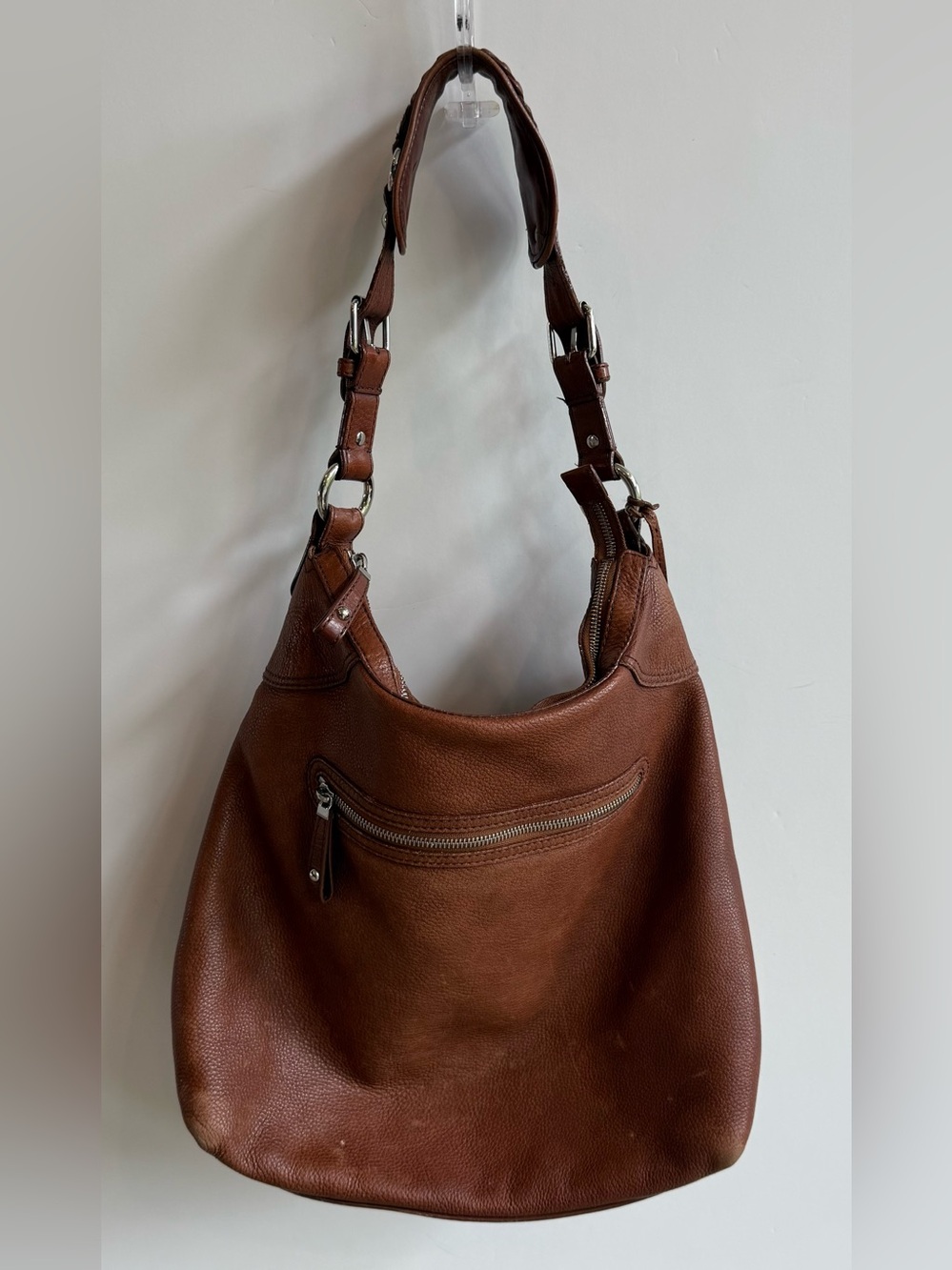 Vintage Banana Republic Pebbled Leather Shoulder Bag Tote Brown Braided Handle